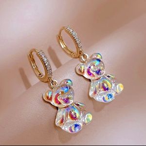 Iridescent Gummy Bear Crystal Earrings